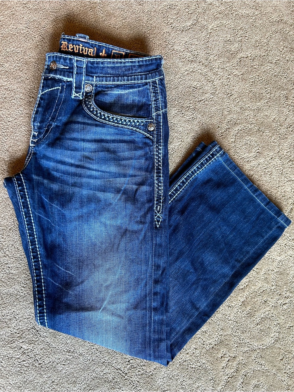Rock Revival Men’s Dark Blue Bootcut Jeans